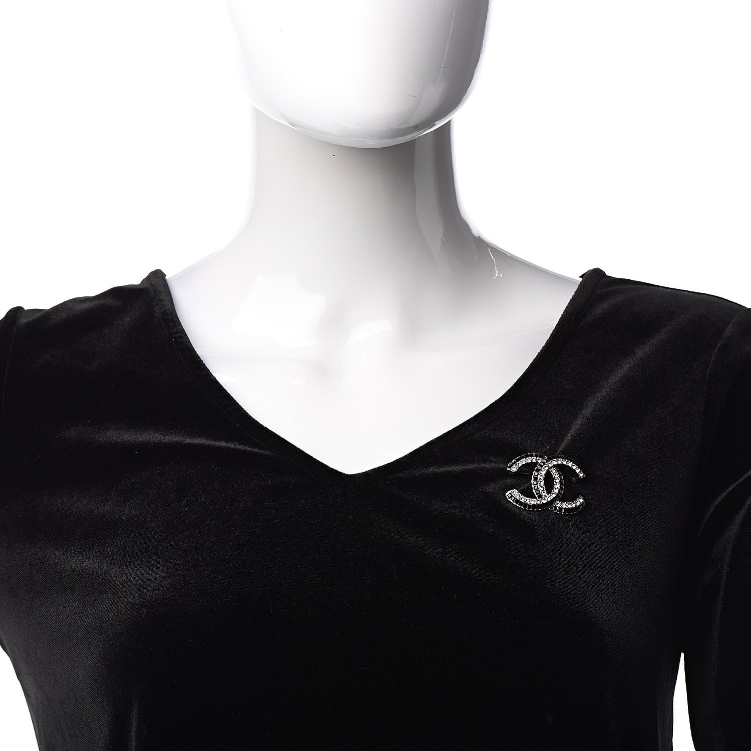 Chanel Crystal CC Brooch Gold Black 2 of 5
