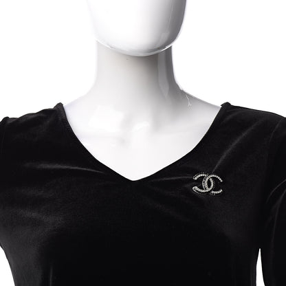 Chanel Crystal CC Brooch Gold Black 2 of 5