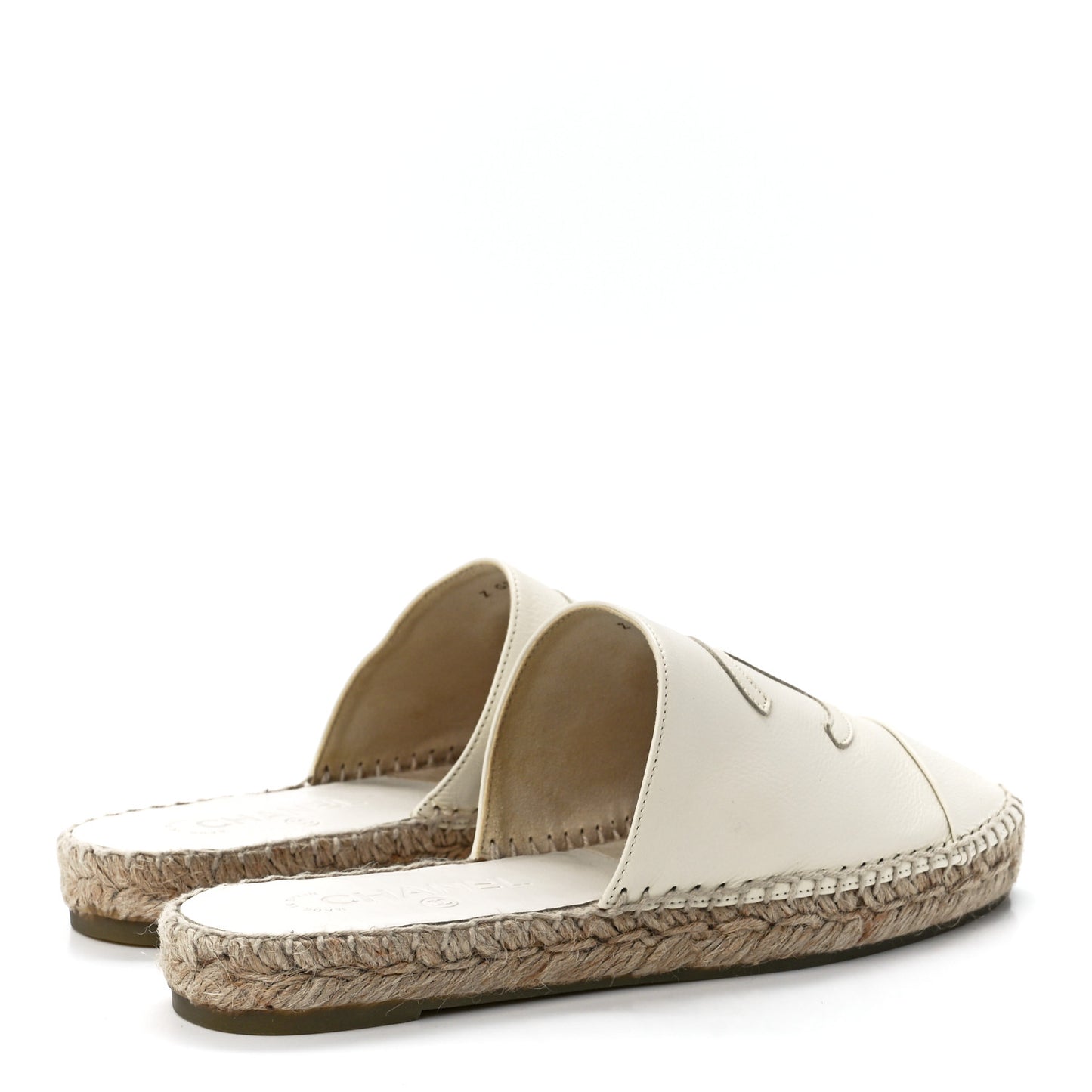 Goatskin CC Espadrille Mules 39 Ivory