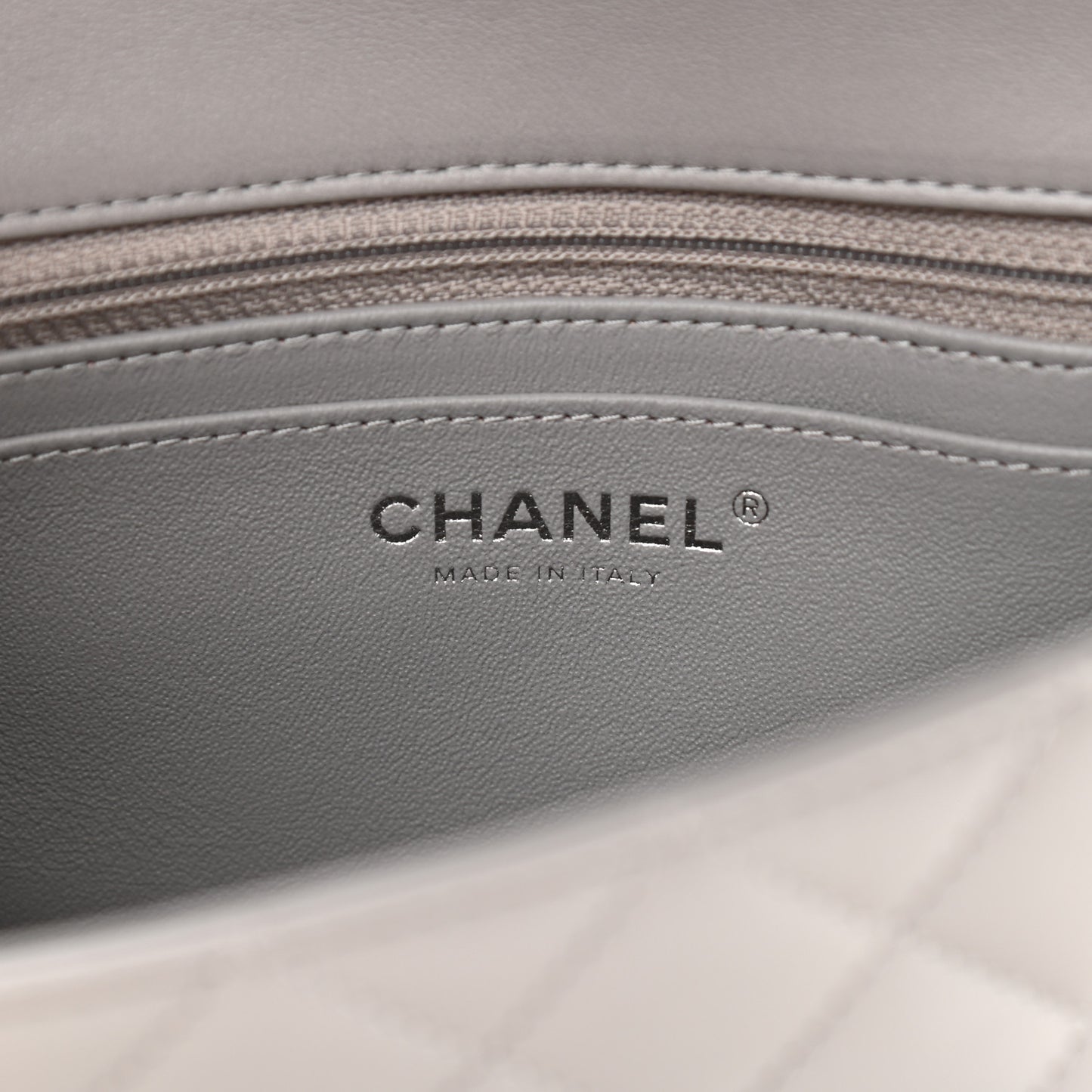 Lambskin Quilted Mini Rectangular Flap Grey