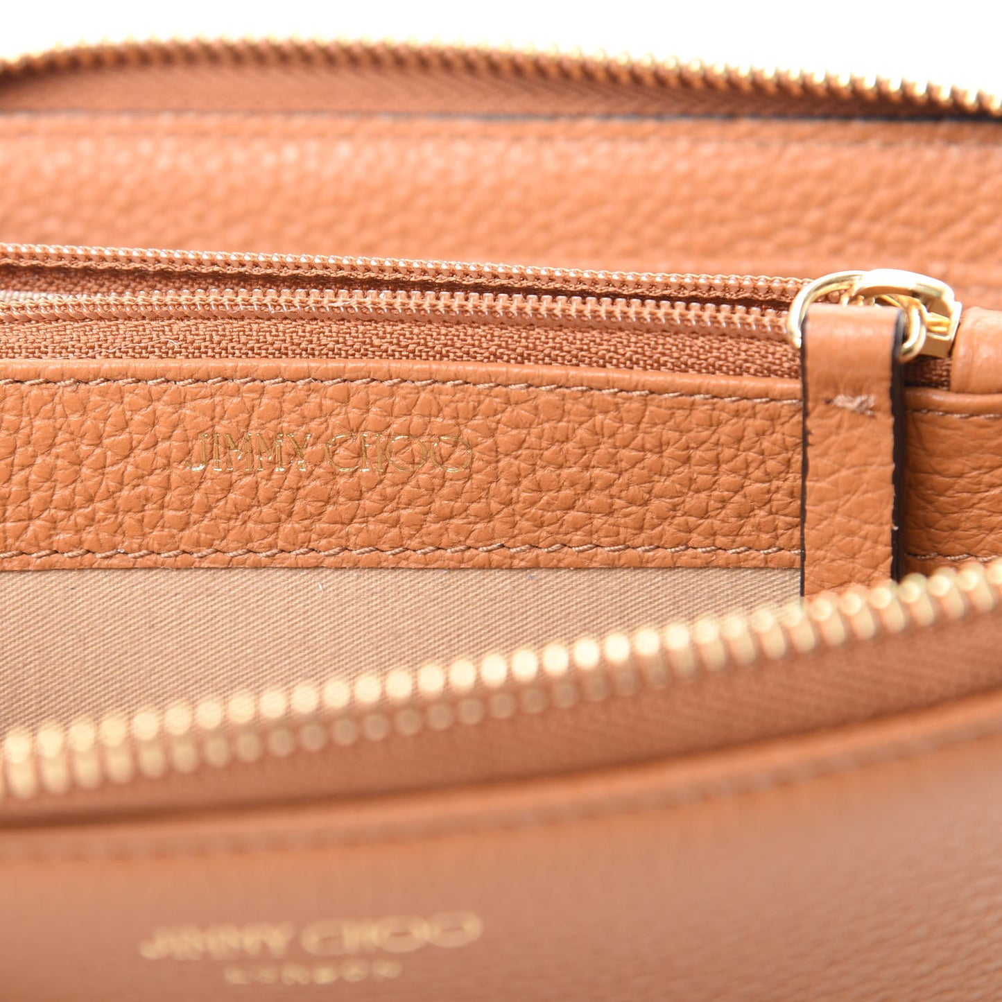Grainy Calfskin Christy Zip Around Wallet Tan