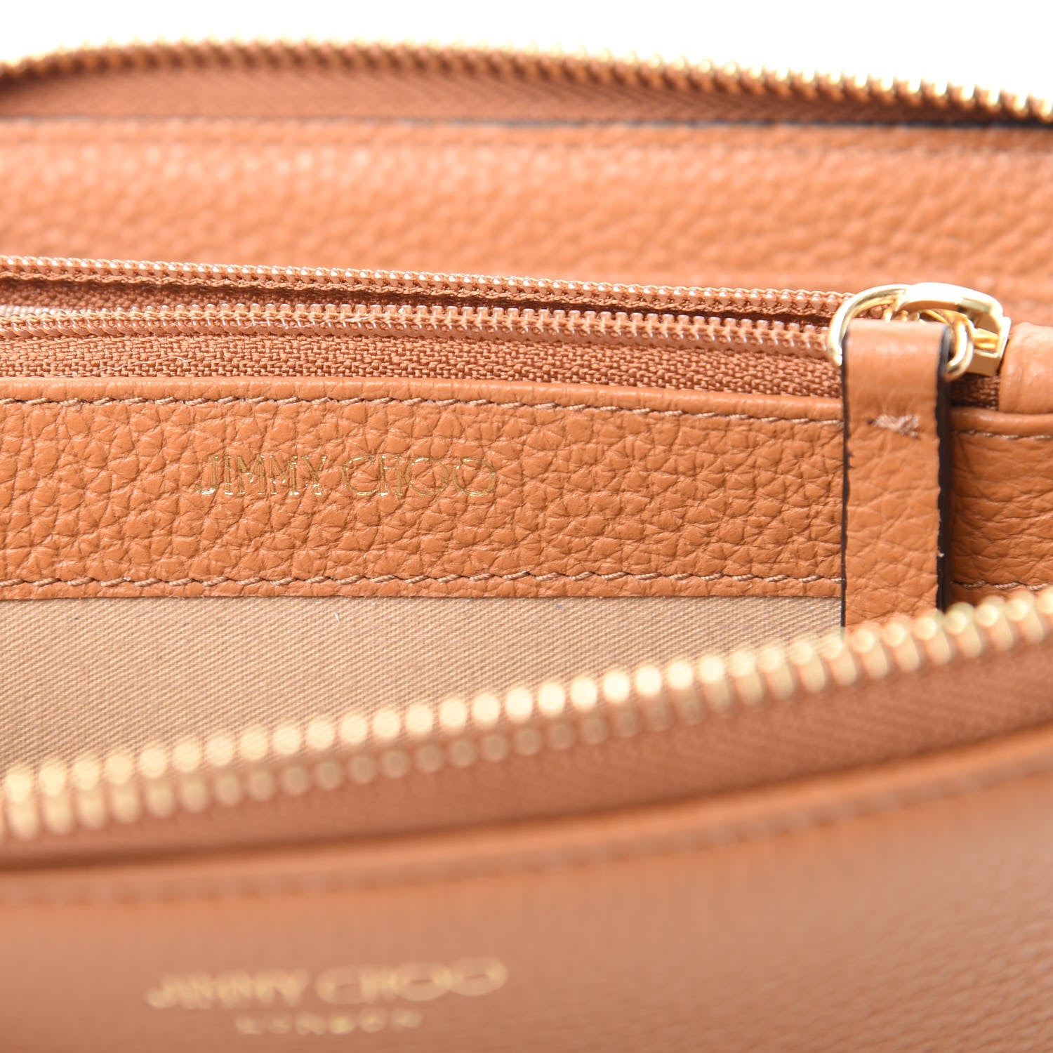 Jimmy Choo Grainy Calfskin Christy Zip Around Wallet Tan 6 of 8