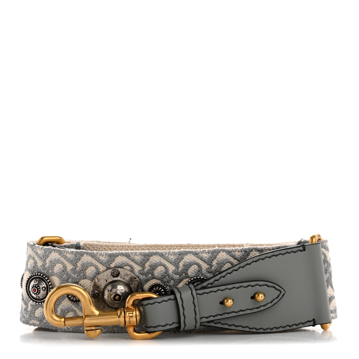 Oblique Studded Shoulder Strap Gris Multicolor