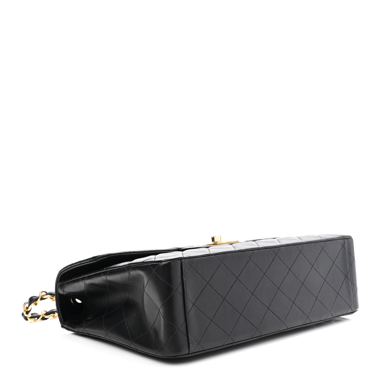 Lambskin Quilted XL Jumbo Single Flap Black