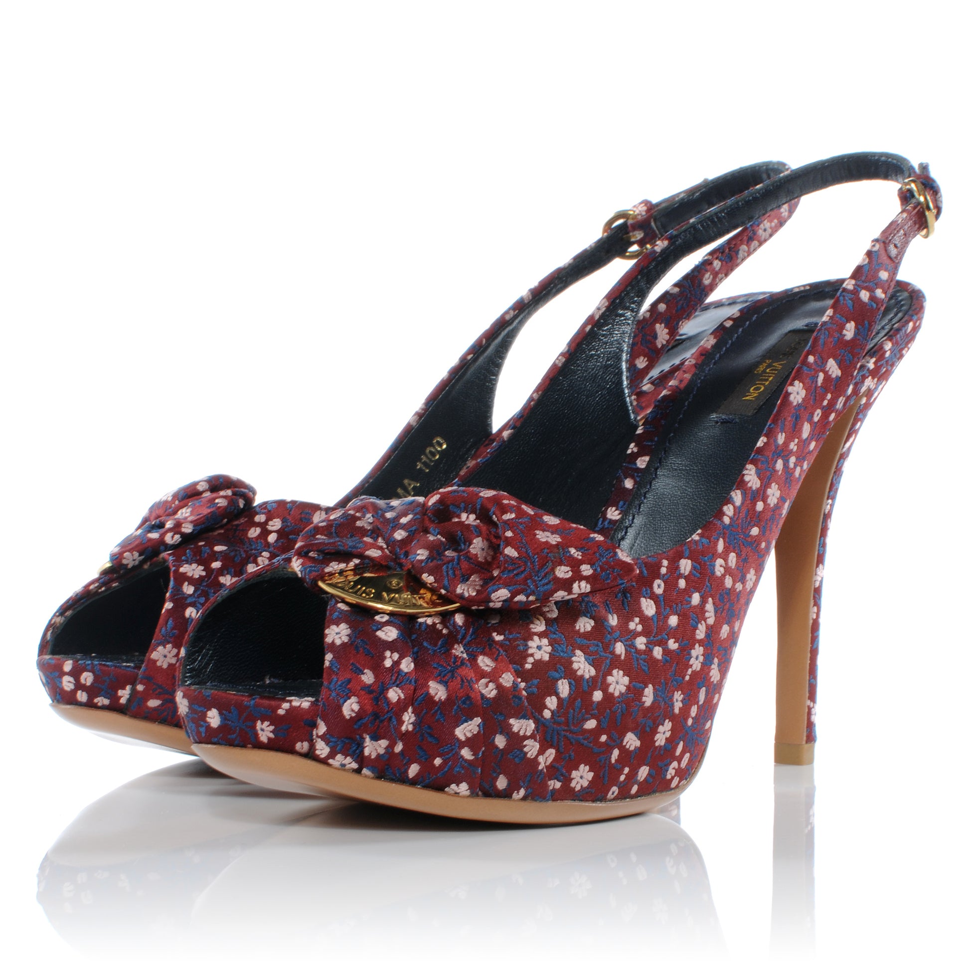 Louis Vuitton Silk Floral Catania Slingback Heels 38.5 2 of 7