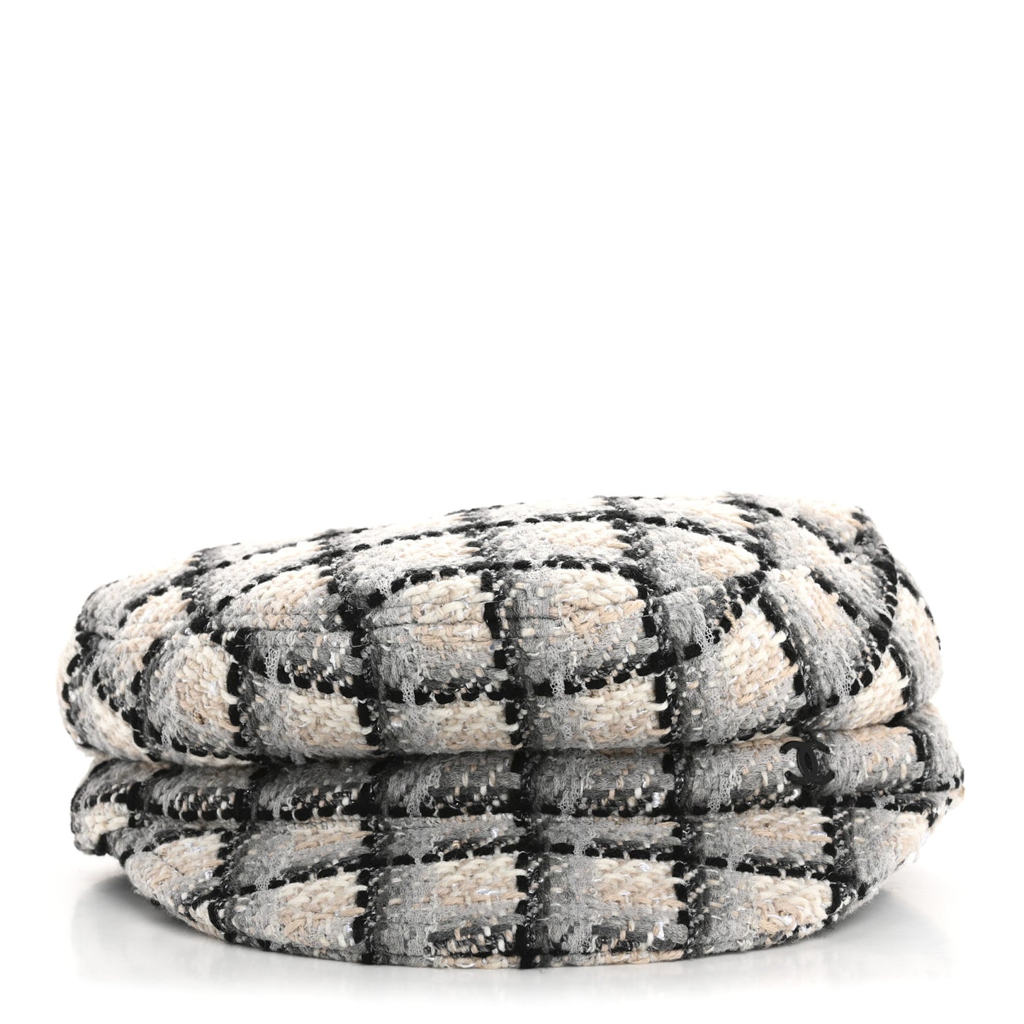 Cotton Tweed CC Beret S White Black Multicolor