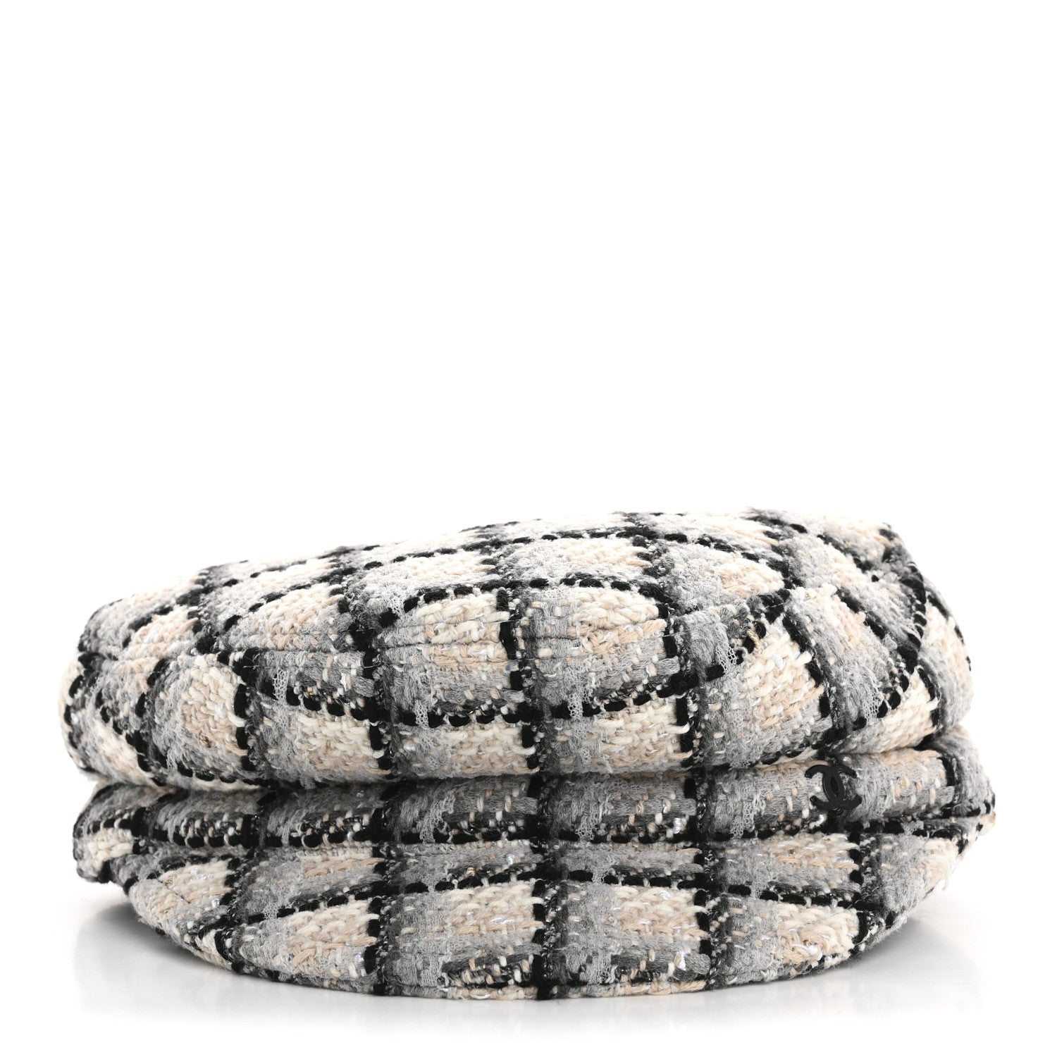 Chanel Cotton Tweed CC Beret S White Black Multicolor 3 of 11