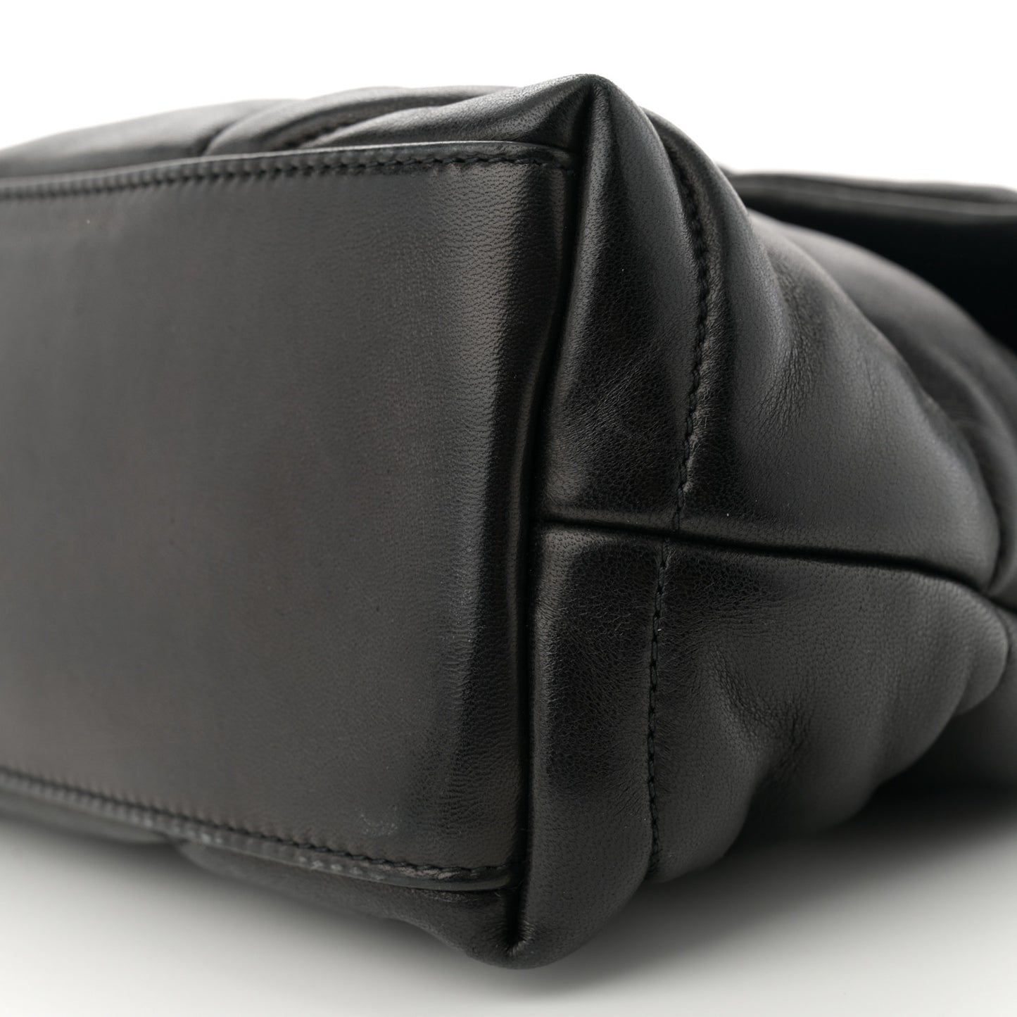 Lambskin Quilted Small Loulou Puffer Monogram Chain Satchel Black