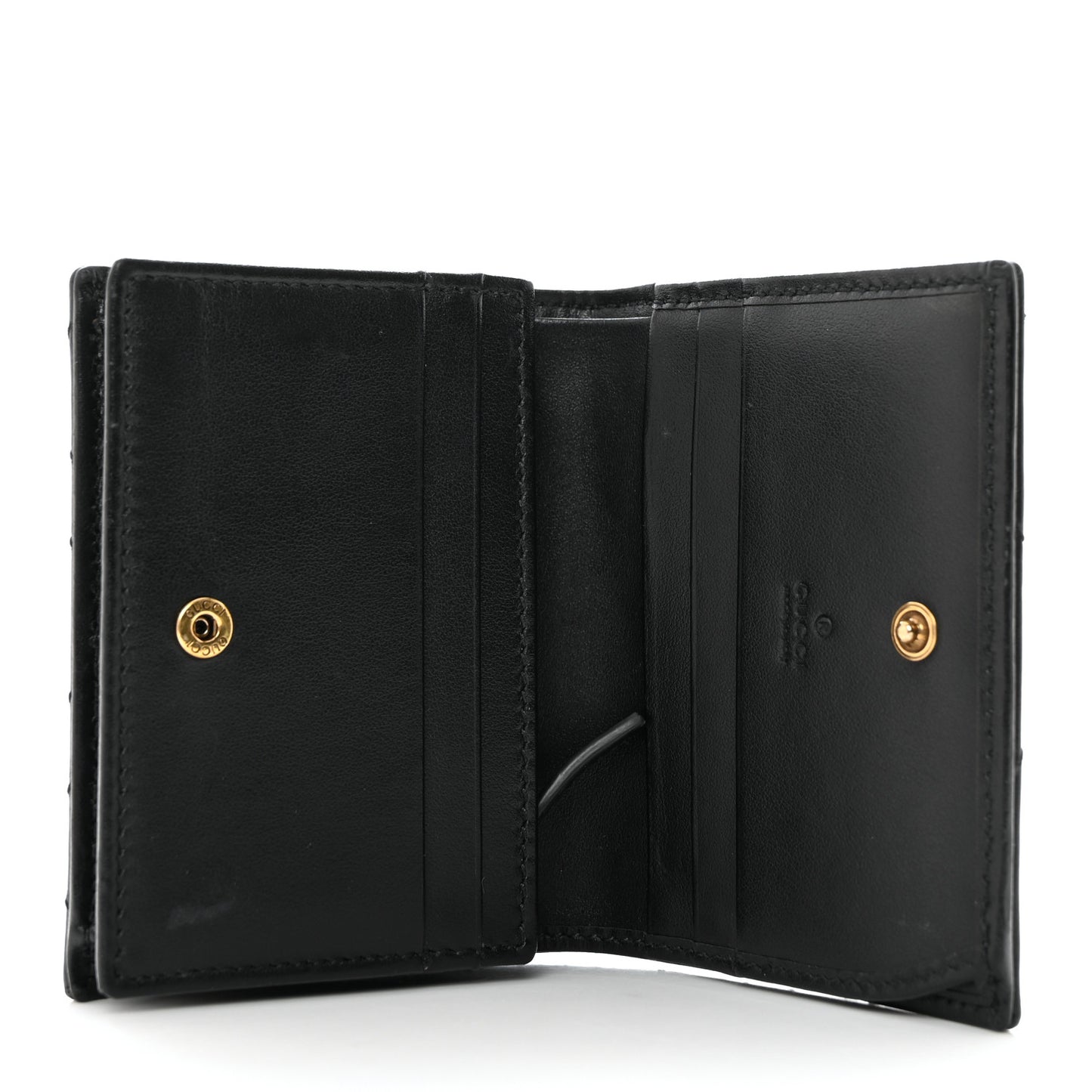 Calfskin Matelasse GG Marmont Card Case Wallet Black