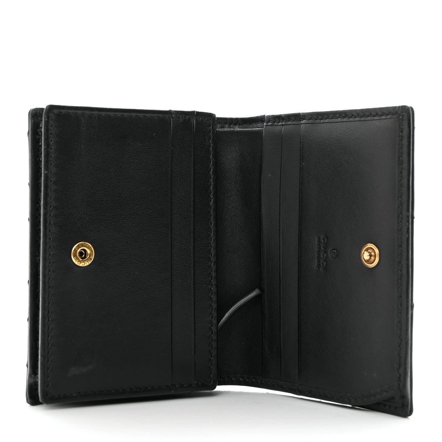 Gucci Calfskin Matelasse GG Marmont Card Case Wallet Black 5 of 8
