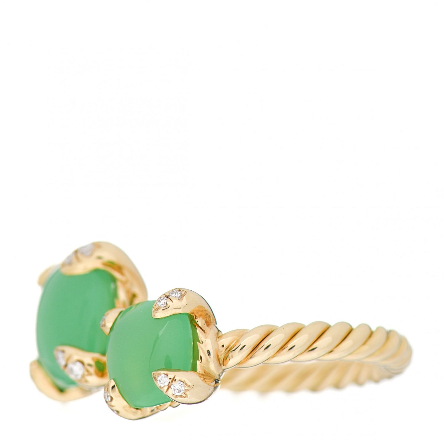 18K Yellow Gold Diamond Chrysoprase Chatelaine Bypass Ring 52 6
