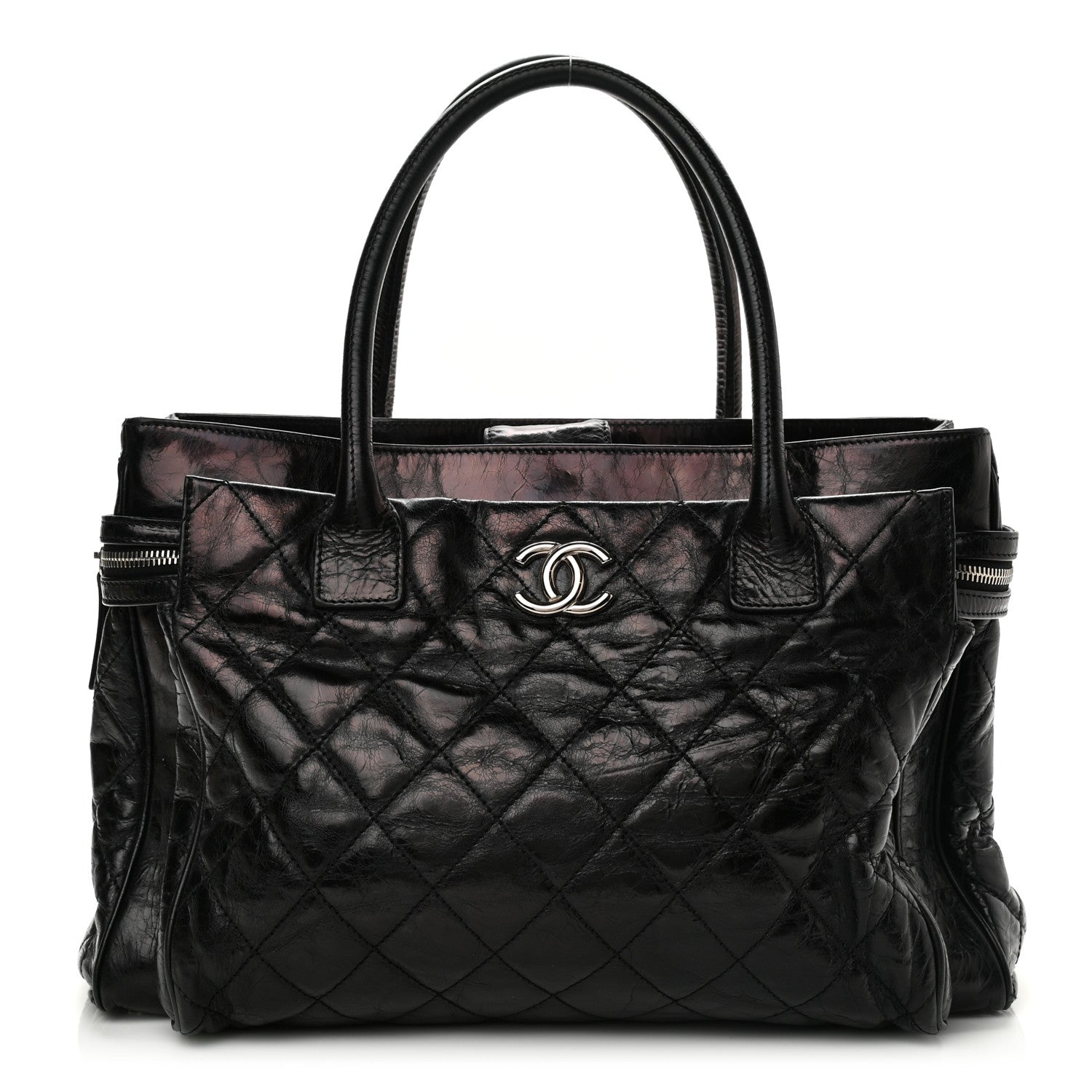 Chanel Glazed Calfskin Quilted Large New Portobello Tote Black 1 of 12