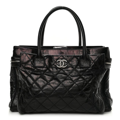 Chanel Glazed Calfskin Quilted Large New Portobello Tote Black 1 of 12