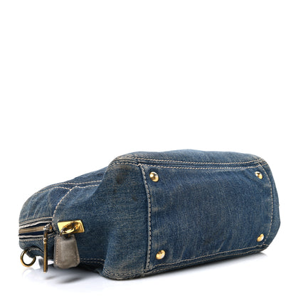 Prada Denim Canapa Logo Shoulder Bag 4 of 12