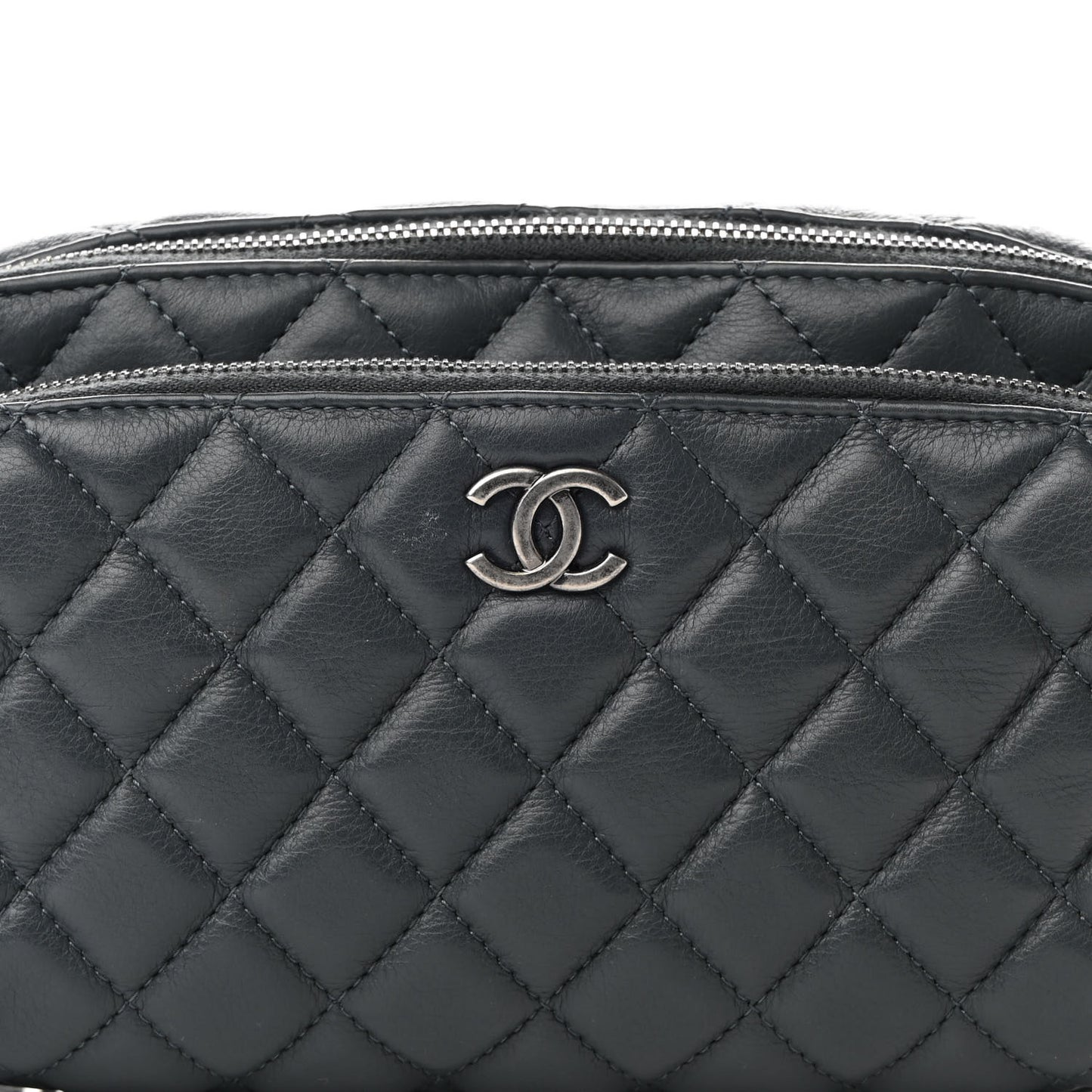 Calfskin Quilted Waist Bag Dark Grey
