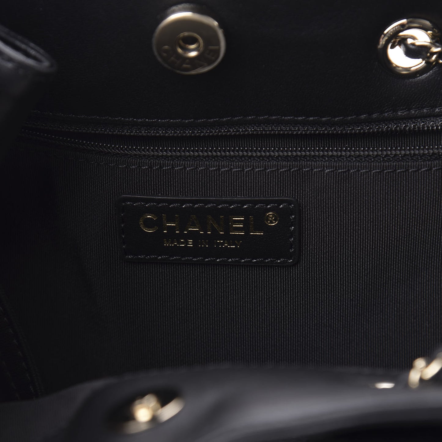Lambskin Quilted CC Dweller Drawstring Tote Black