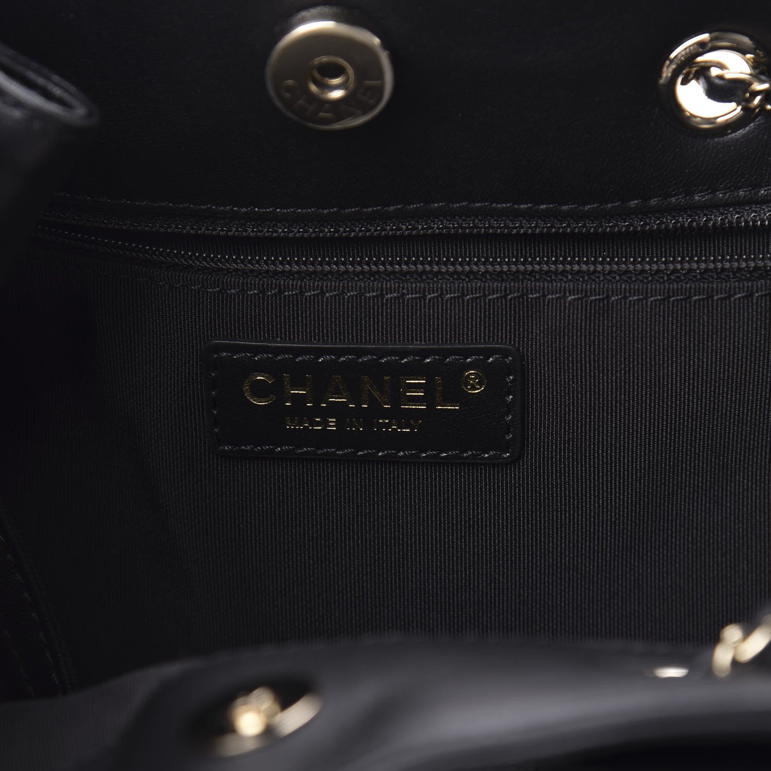 Chanel Lambskin Quilted CC Dweller Drawstring Tote Black 6 of 13