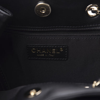 Chanel Lambskin Quilted CC Dweller Drawstring Tote Black 6 of 13