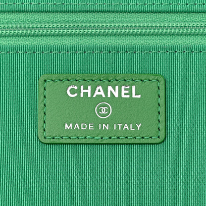 Chanel Tweed Fringe Wallet On Chain WOC Black Green 6 of 10
