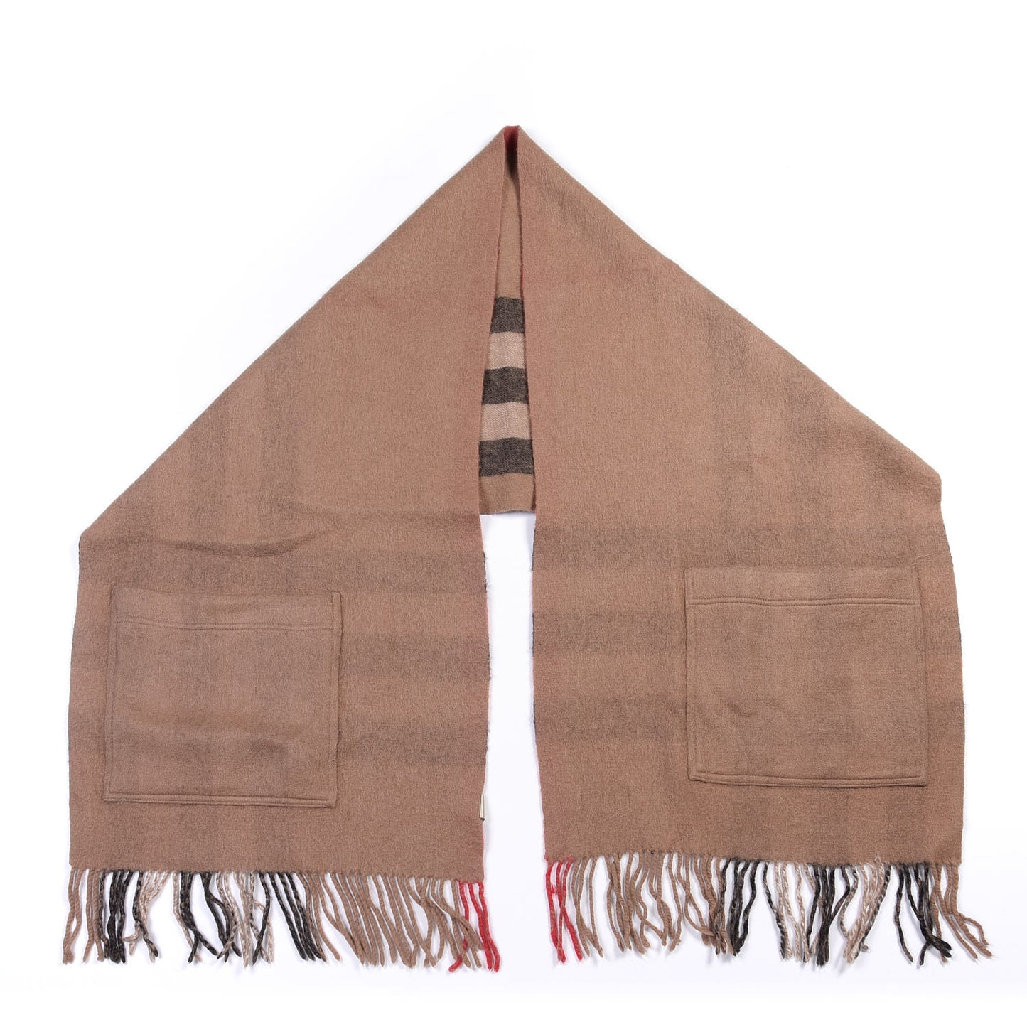 Cashmere Wool Nova Check St. Helene Blanket Fringe Scarf Camel