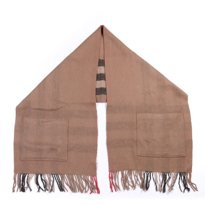 Burberry Cashmere Wool Nova Check St. Helene Blanket Fringe Scarf Camel 1 of 3