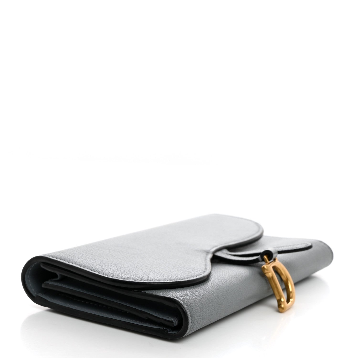 Christian Dior Goatskin Saddle Wallet Grey Stone 4 of 7