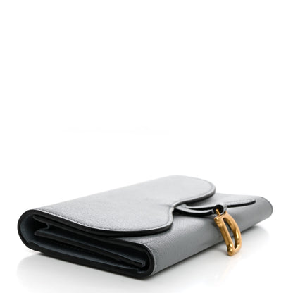 Christian Dior Goatskin Saddle Wallet Grey Stone 4 of 7