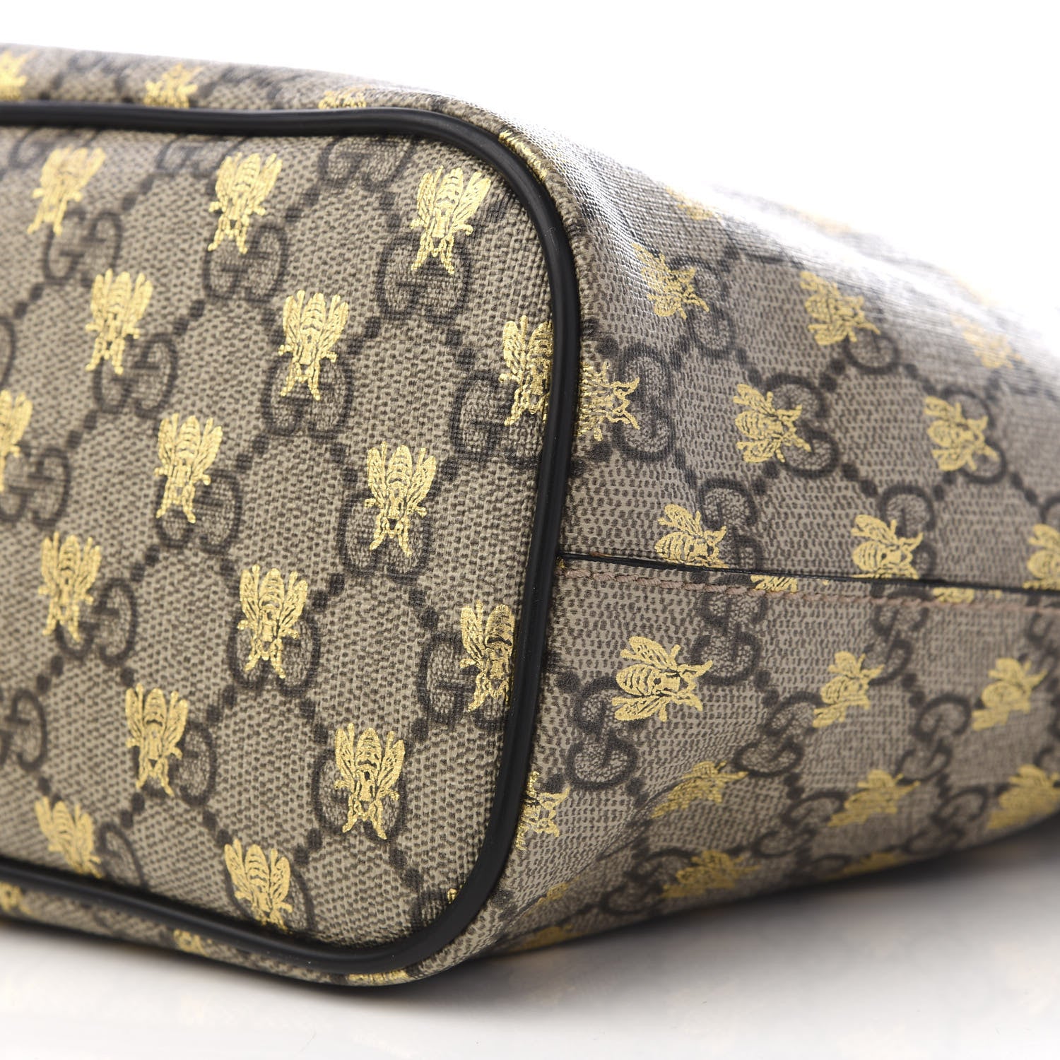 Gucci Soft GG Supreme Monogram Bees Small Crossbody Tote Beige Oro Black 6 of 9