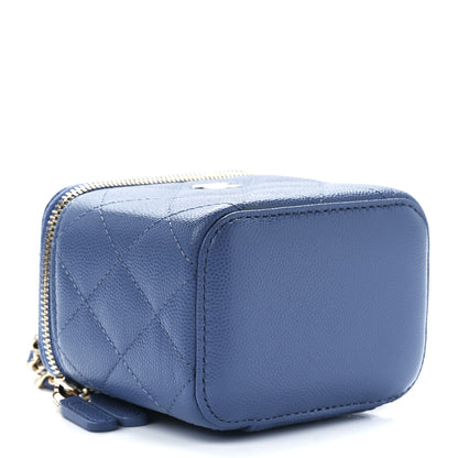 Chanel Caviar Quilted Mini Vanity Case With Chain Blue 4 of 12