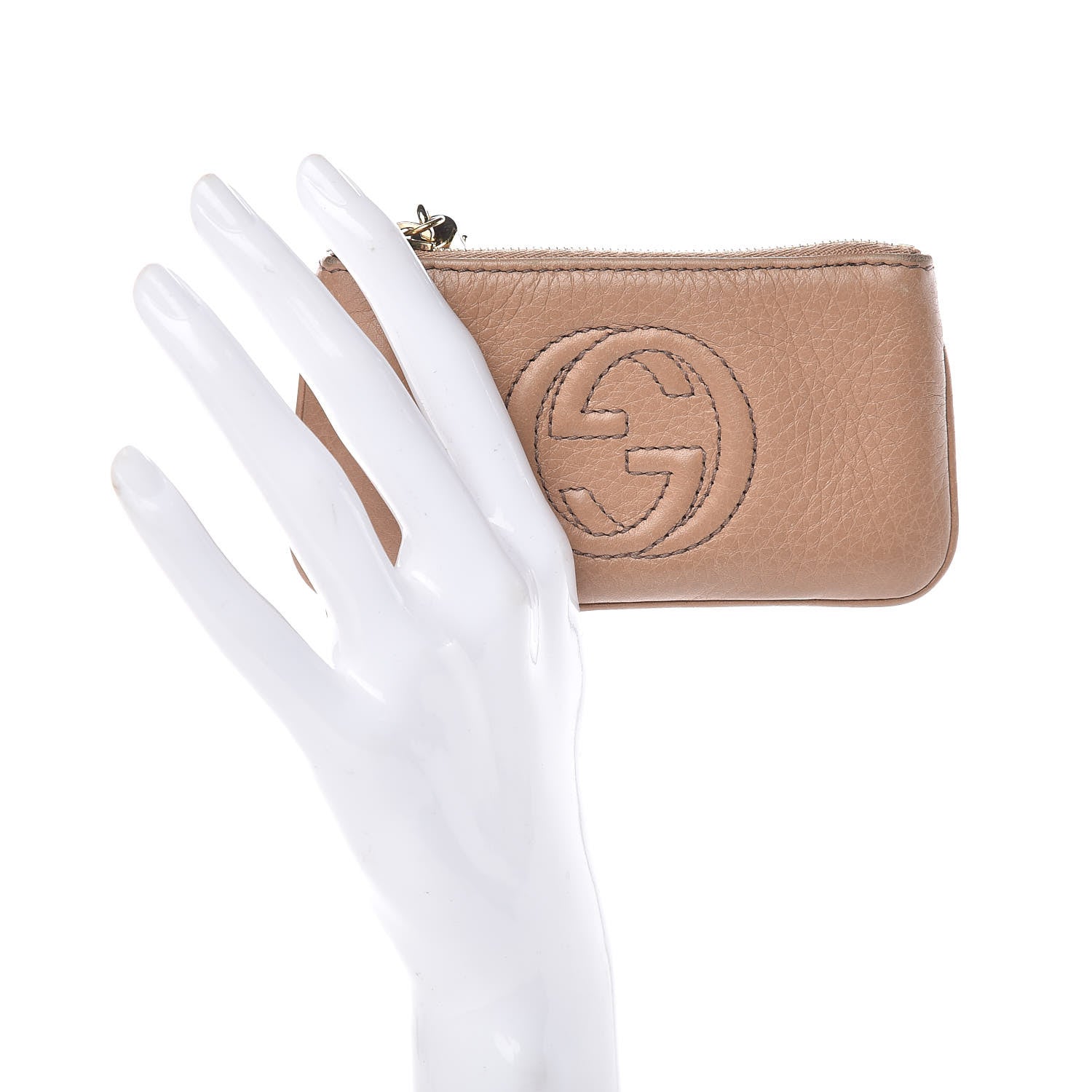 Gucci Pebbled Calfskin Soho Key Case Camelia 2 of 9
