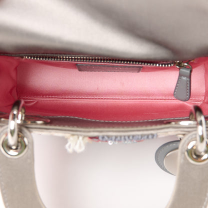 Christian Dior Satin Beaded Sequin Mini Lady Dior Grey Multicolor 5 of 11