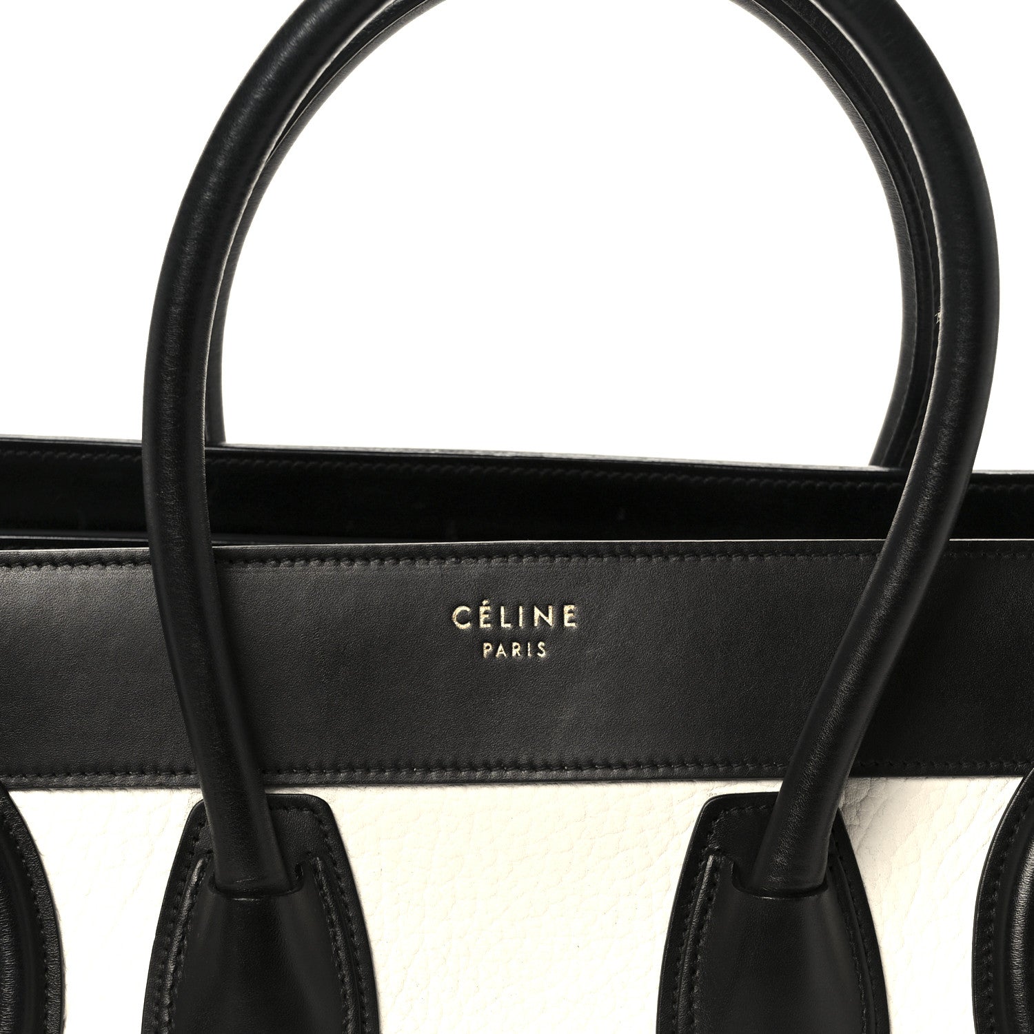 Celine Bullhide Calfskin Micro Bi-Color Luggage Black White 8 of 10