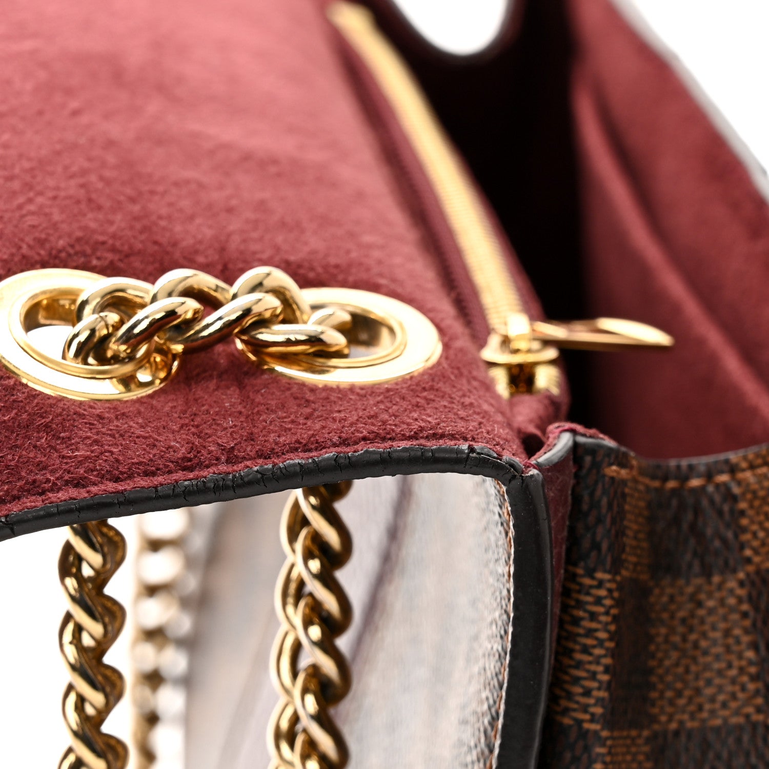 Louis Vuitton Damier Ebene Cuir Taurillon Wight Bordeaux 11 of 12
