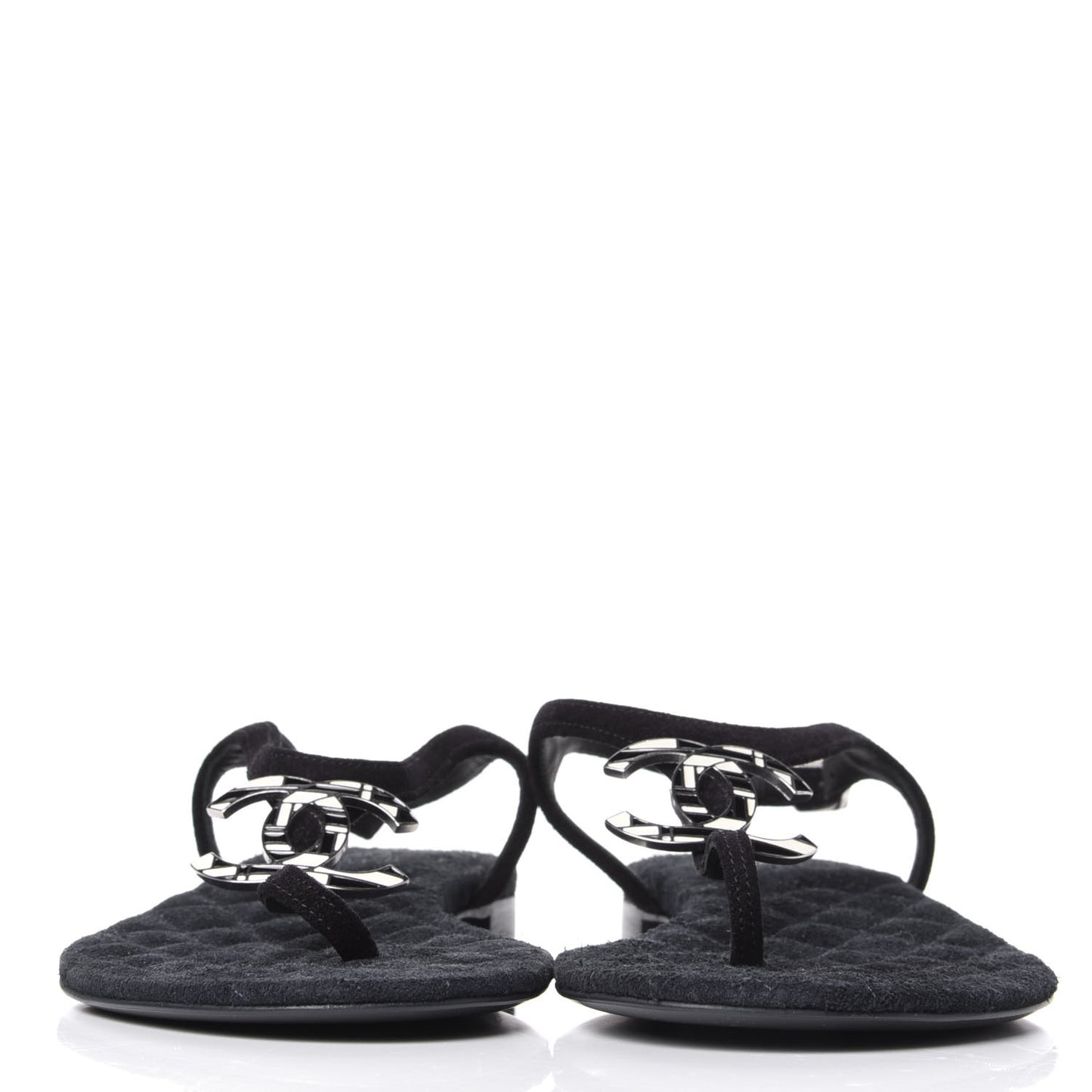 Suede Goatskin CC Thong Sandals 36 Navy
