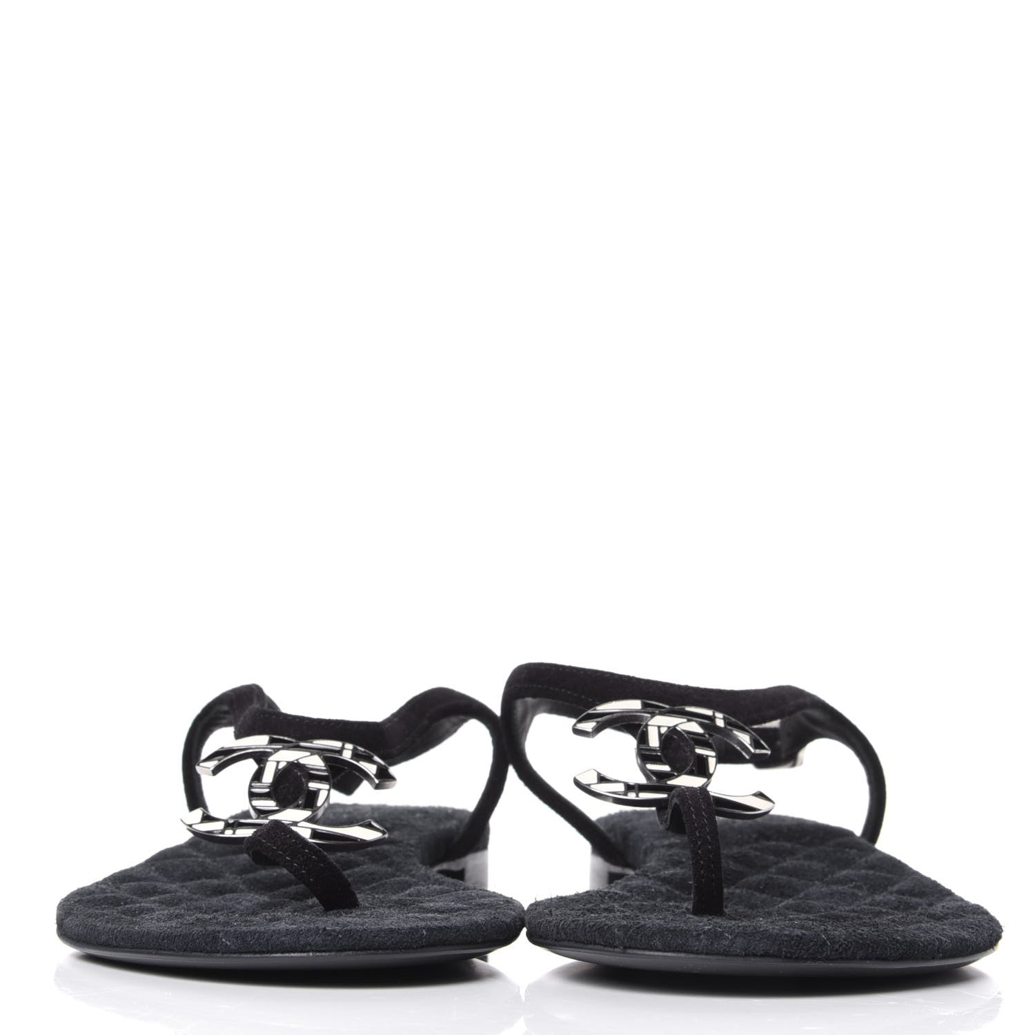 Chanel Suede Goatskin CC Thong Sandals 36 Navy 2 of 10