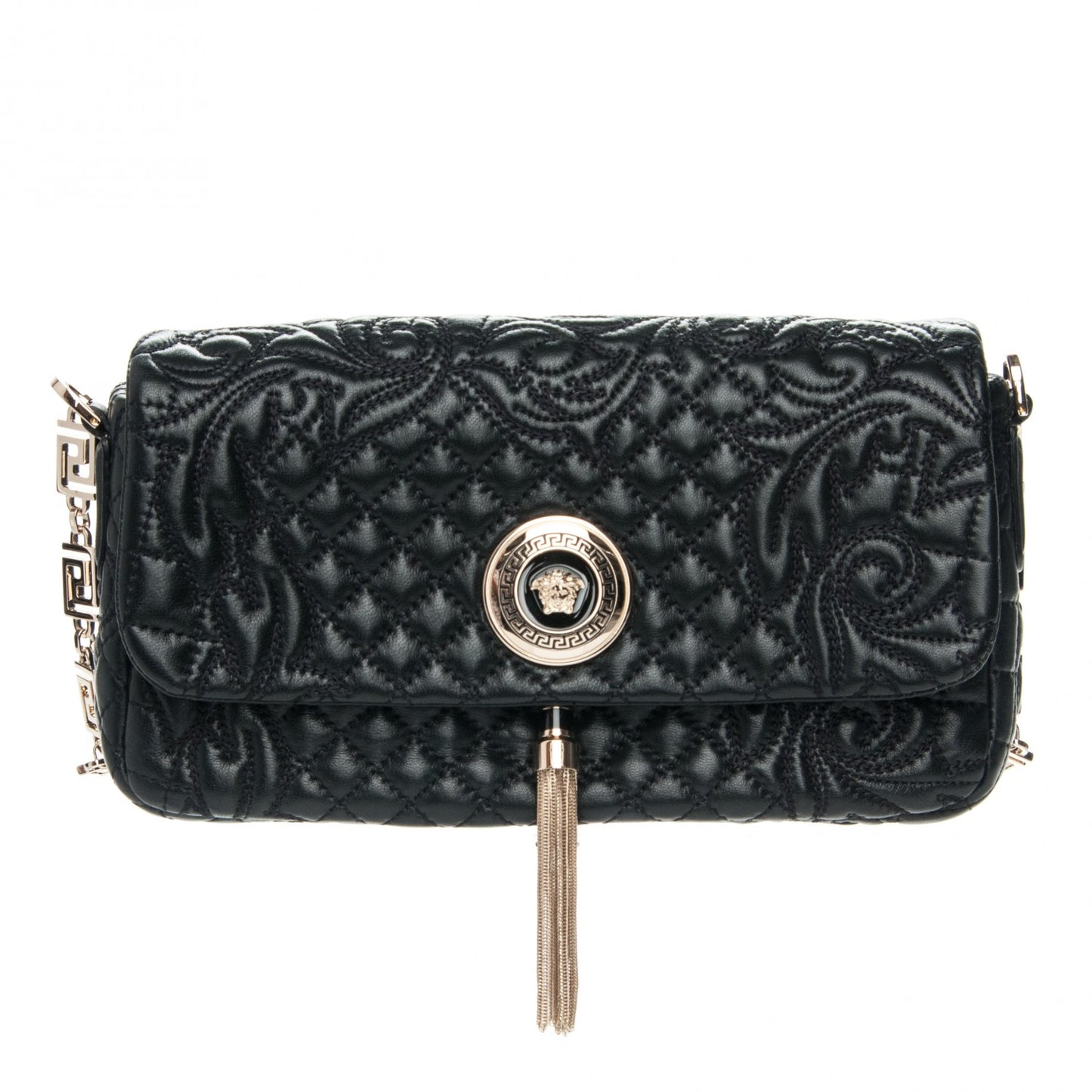 Nappa Barocco Quilted Calliope Vanitas Shoulder Bag Black