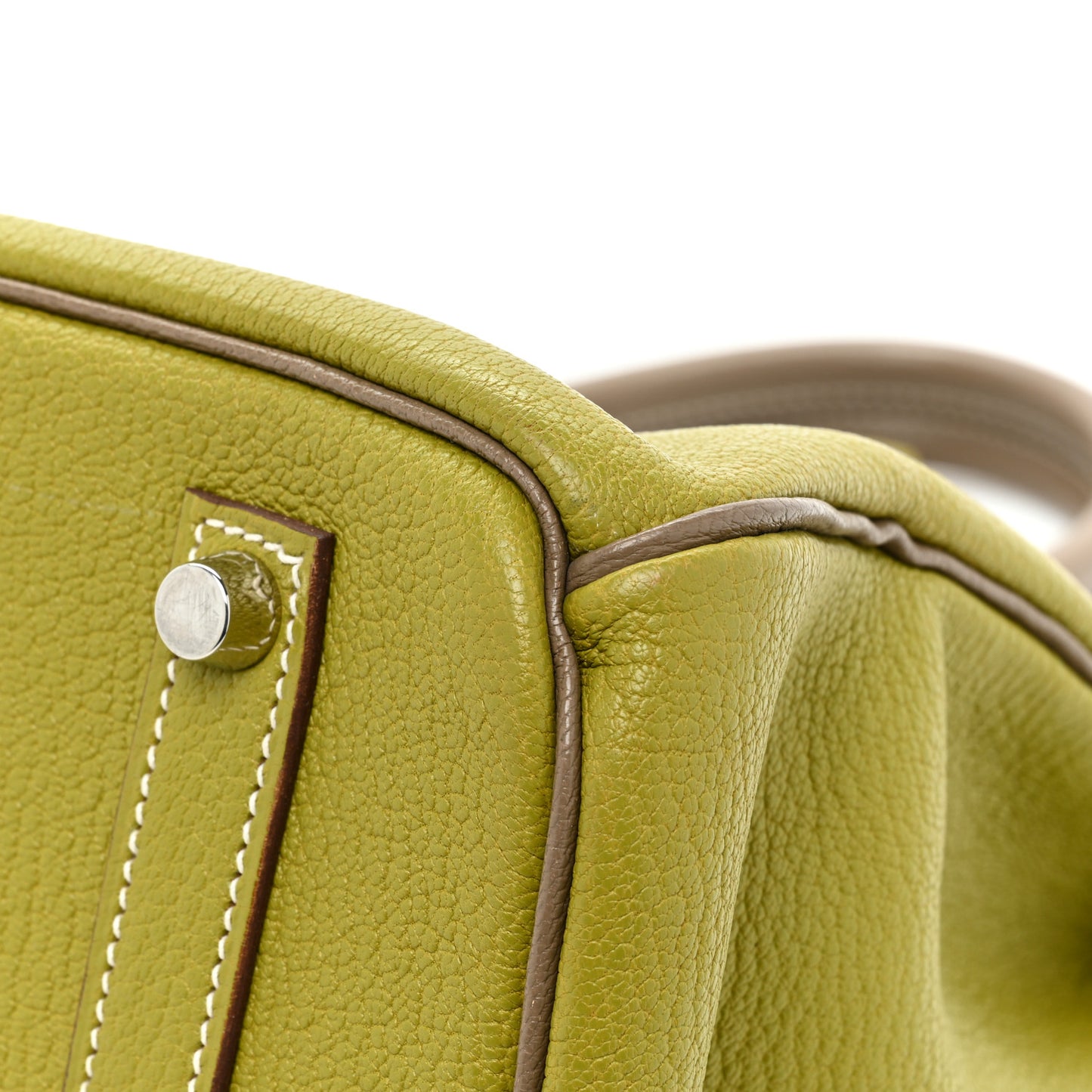 Chevre de Coromandel Horseshoe Birkin 35 Vert Anis Etoupe