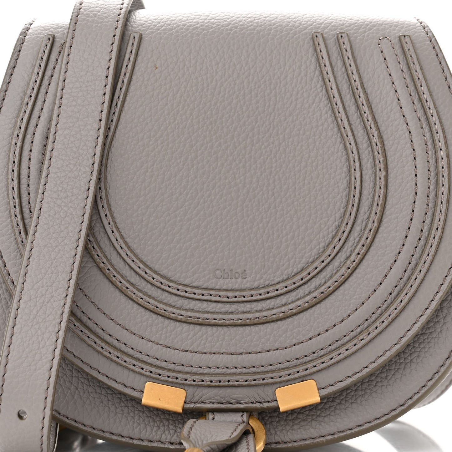 Grained Calfskin Small Marcie Saddle Bag Cashmere Grey
