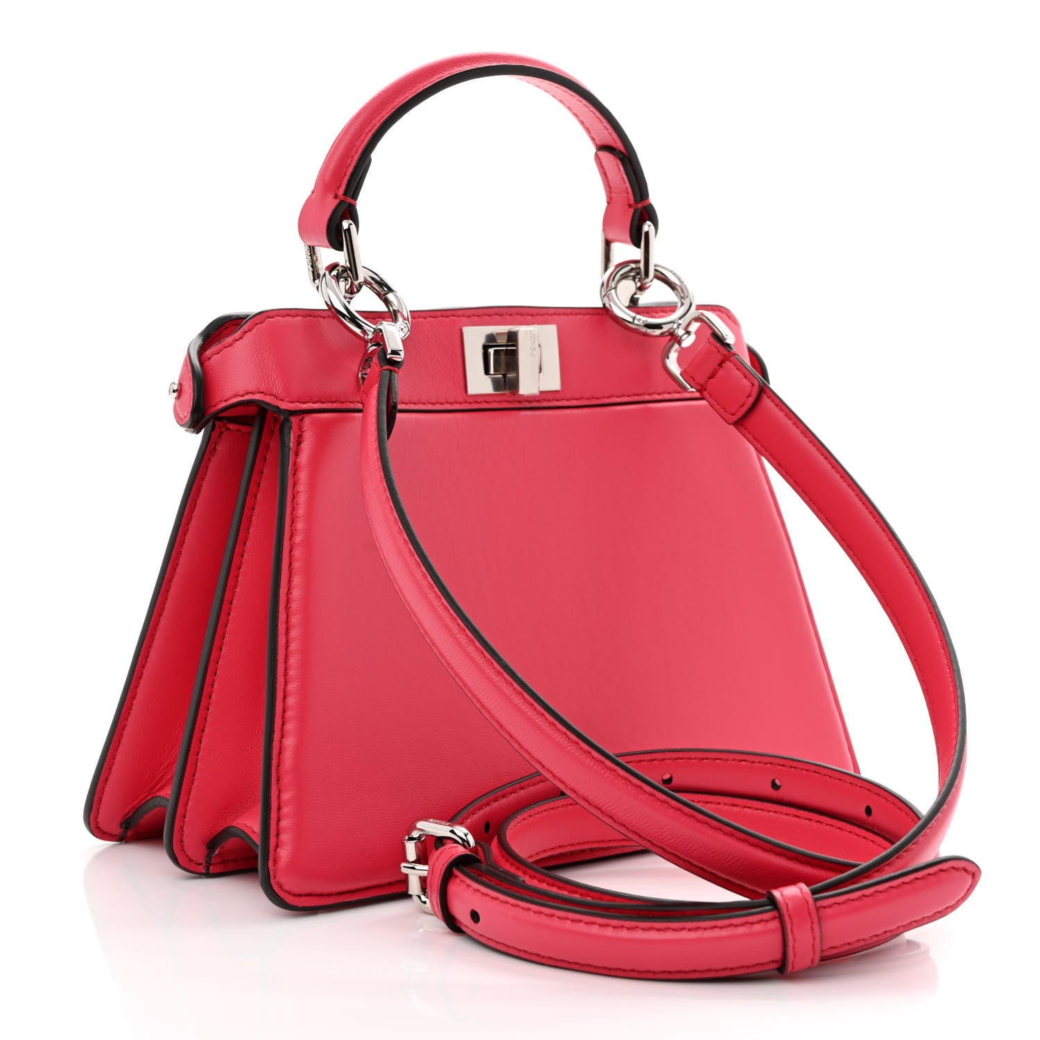 Fendi Shiny Nappa Petite Peekaboo I SEE U Satchel Lampone 3 of 12