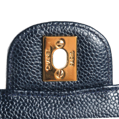 Chanel Caviar Medium Double Flap Navy Blue 8 of 8