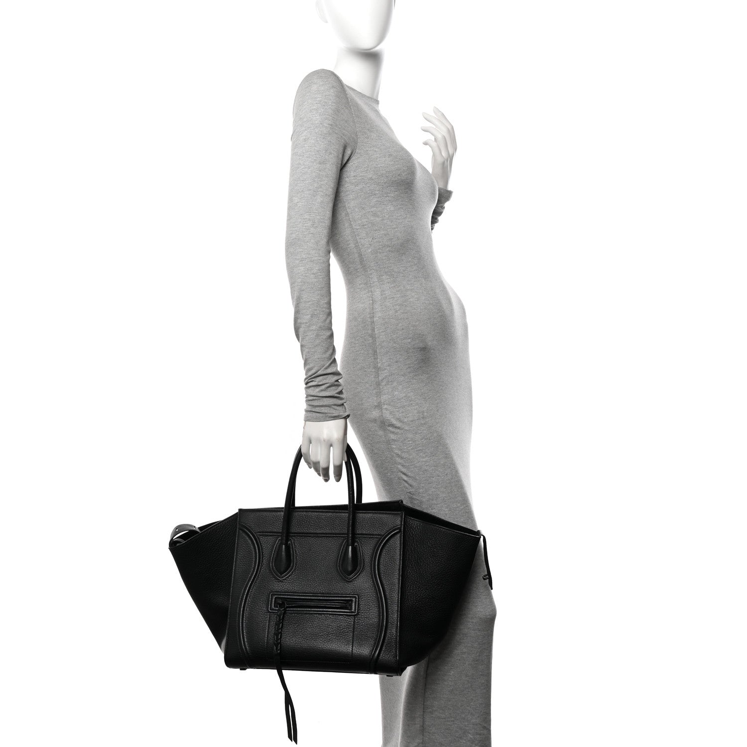 Celine Grained Calfskin Medium Phantom Luggage Black 2 of 13