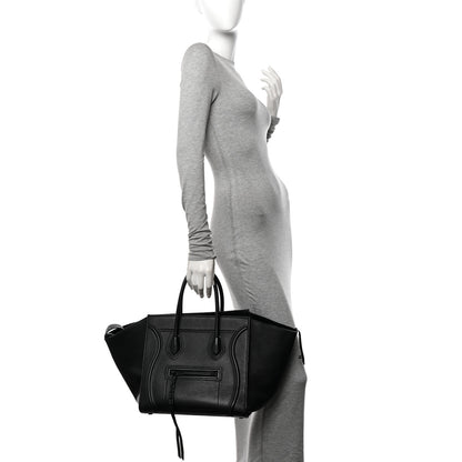 Celine Grained Calfskin Medium Phantom Luggage Black 2 of 13