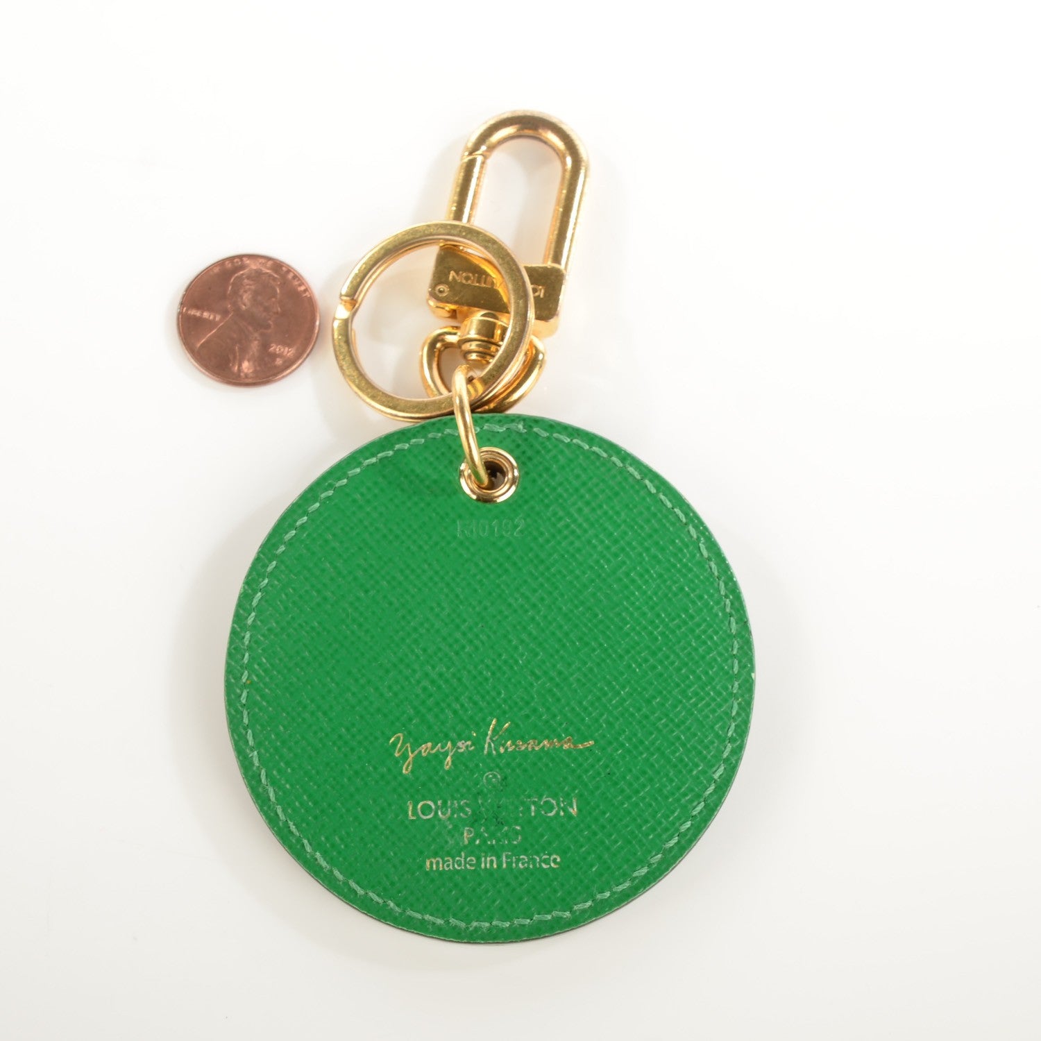Louis Vuitton Monogram Kusama Pumpkin Dots Key Ring Green 2 of 5