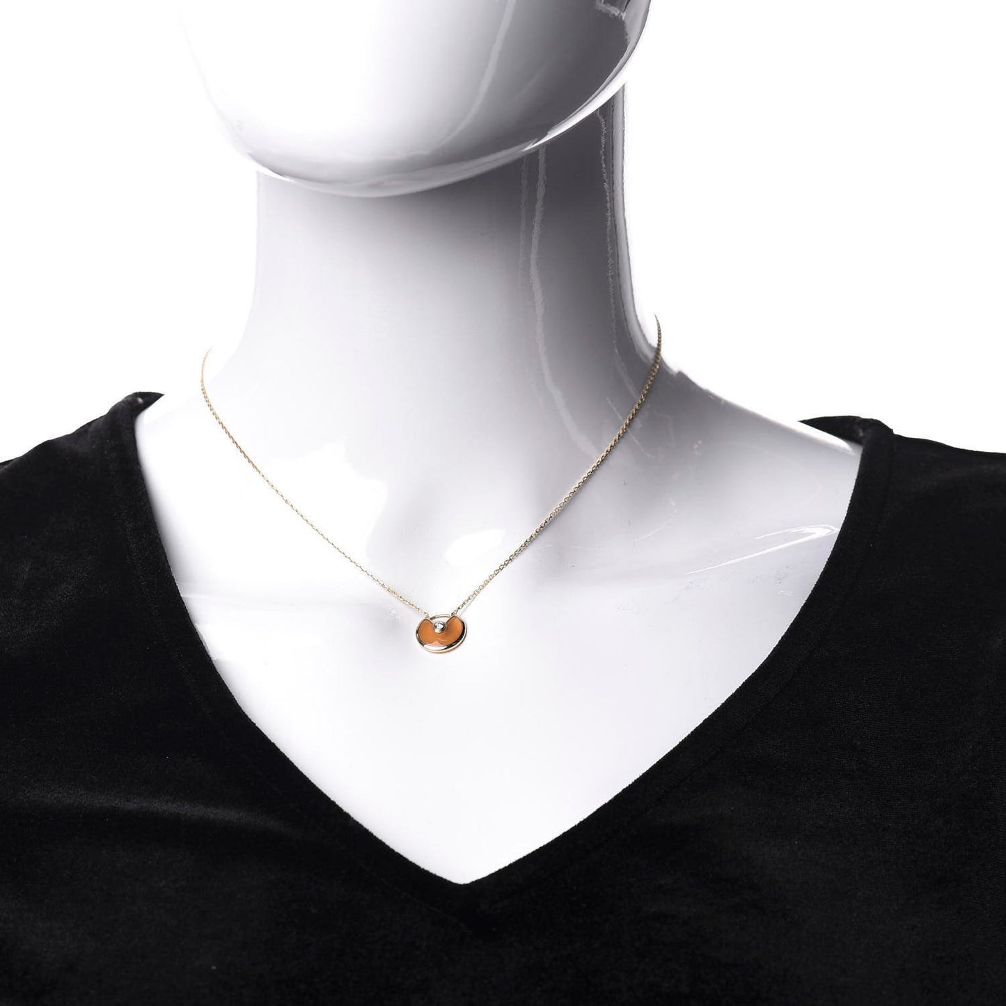 18K Pink Gold Diamond Carnelian XS Amulette de Cartier Pendant Necklace
