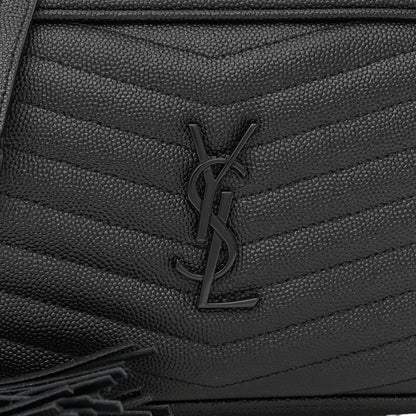 Saint Laurent Grain De Poudre Matelasse Monochrome Monogram Mini Lou Camera Bag Black 7 of 10