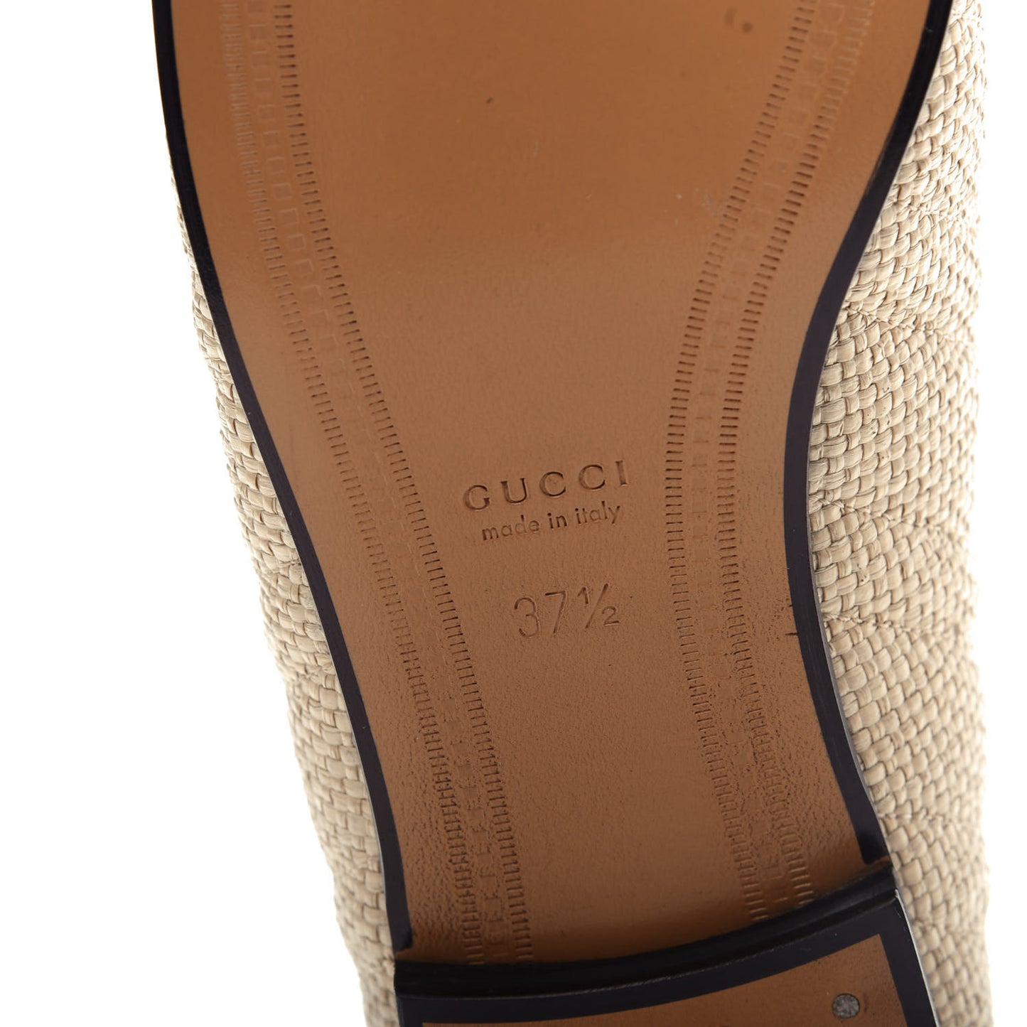 Raffia Elaphe Matelasse Horsebit Womens Jordaan Loafers 37.5 Natural Cream Brown