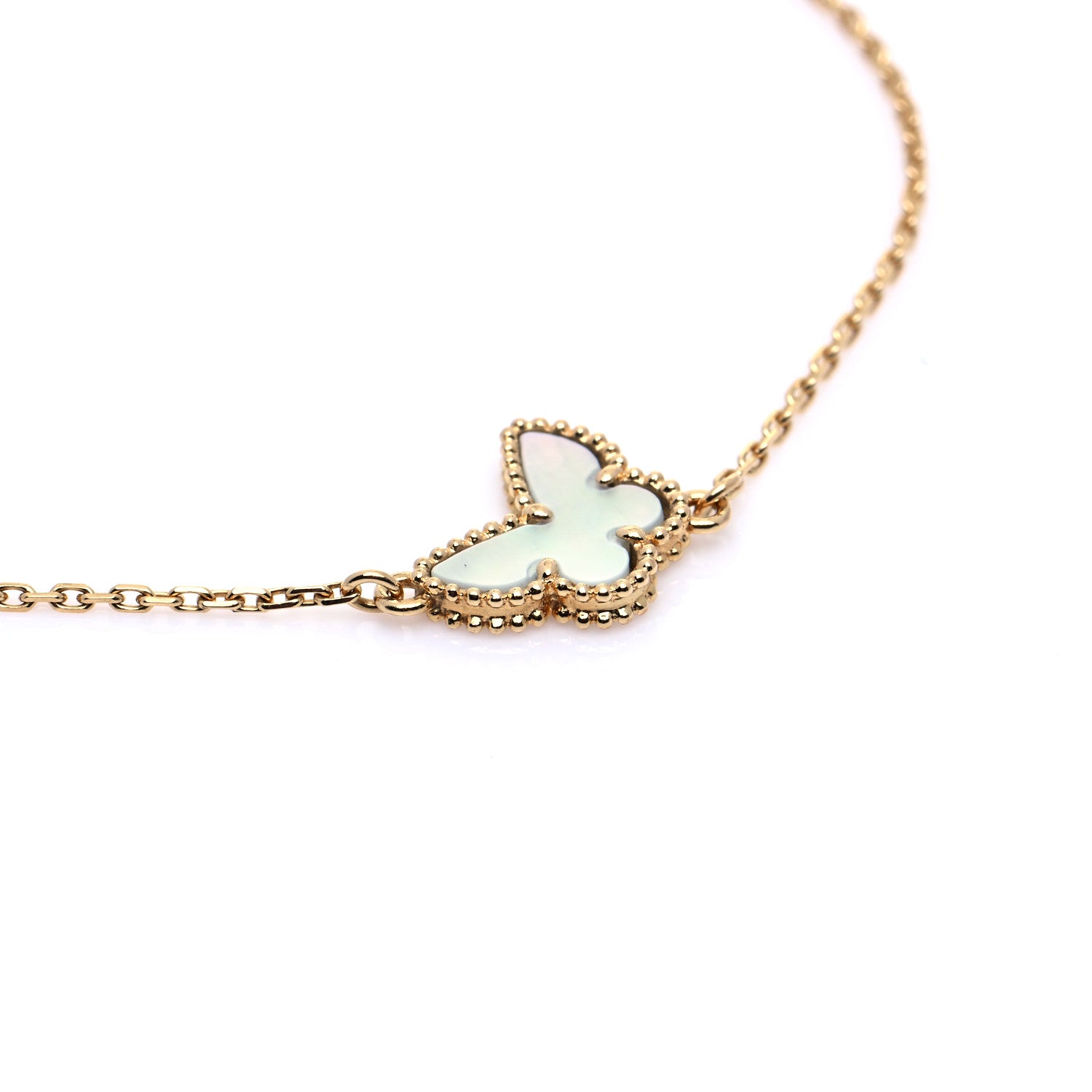 Van Cleef & Arpels 18K Yellow Gold Mother of Pearl Sweet Alhambra Butterfly Bracelet 7 of 9