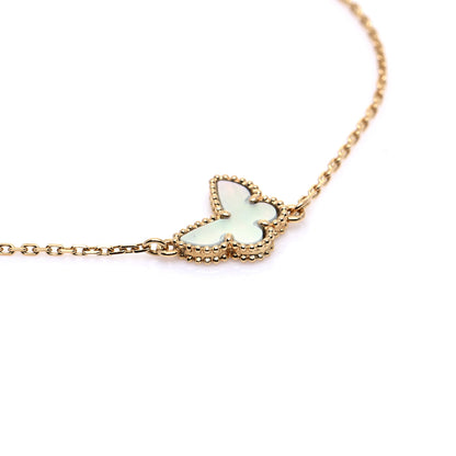Van Cleef & Arpels 18K Yellow Gold Mother of Pearl Sweet Alhambra Butterfly Bracelet 7 of 9