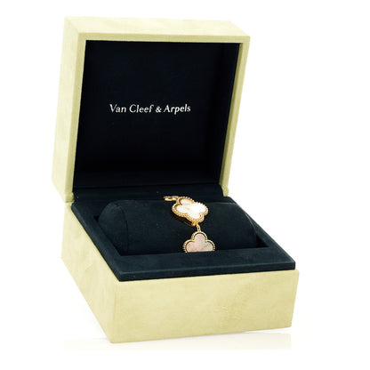 Van Cleef & Arpels 18K Yellow Gold Mother of Pearl Black Onyx 26mm Alhambra Quartz Watch 6 of 6