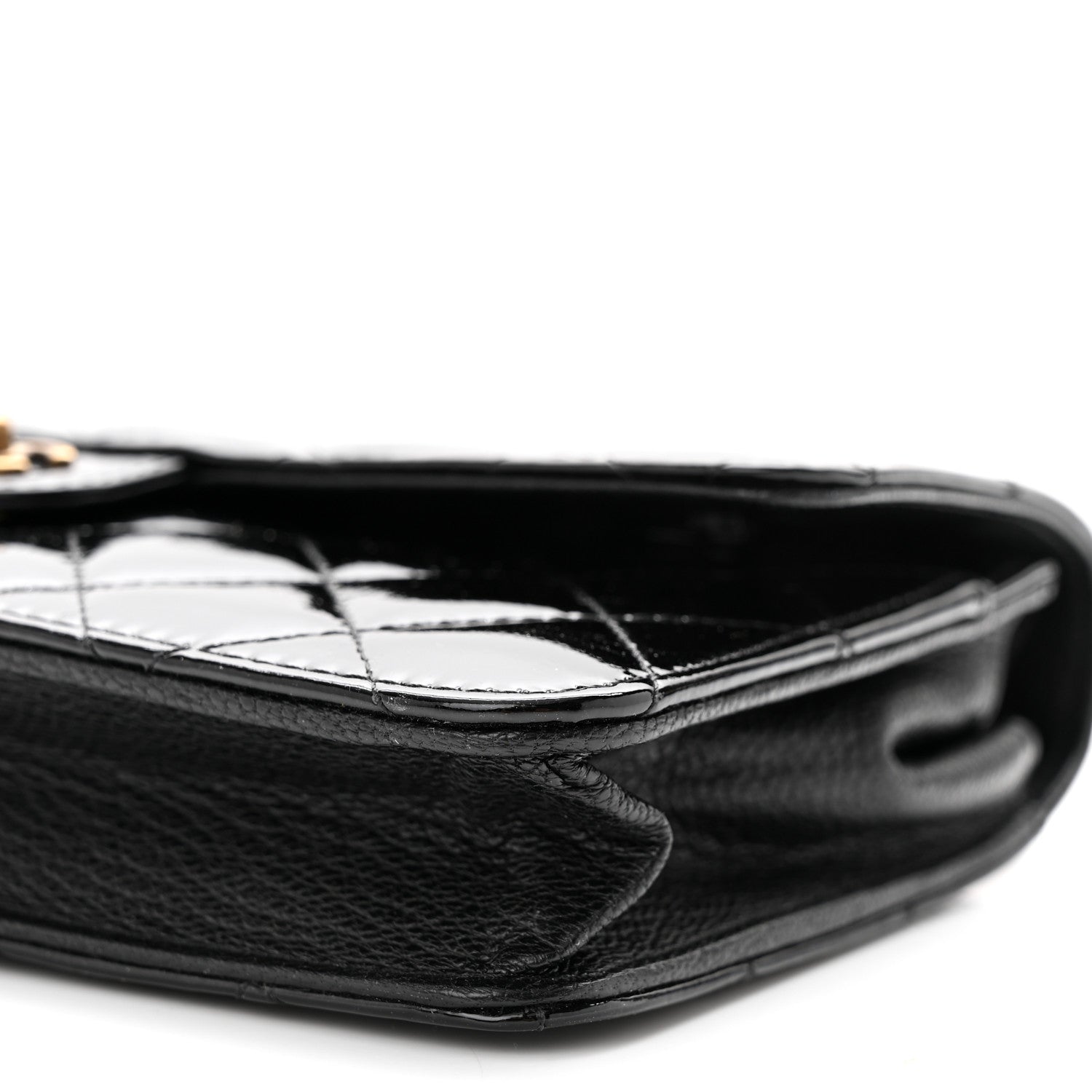 Chanel Patent Goatskin Quilted CC Eyelet Wallet On Chain WOC Black 11 of 11